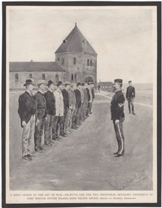 A first lesson in the art of war—recruits for the two additional artillery regiments at Fort Slocum, Long Island Sound